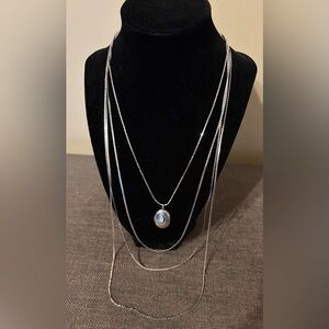 Elegant Silver Layered Locket Necklace